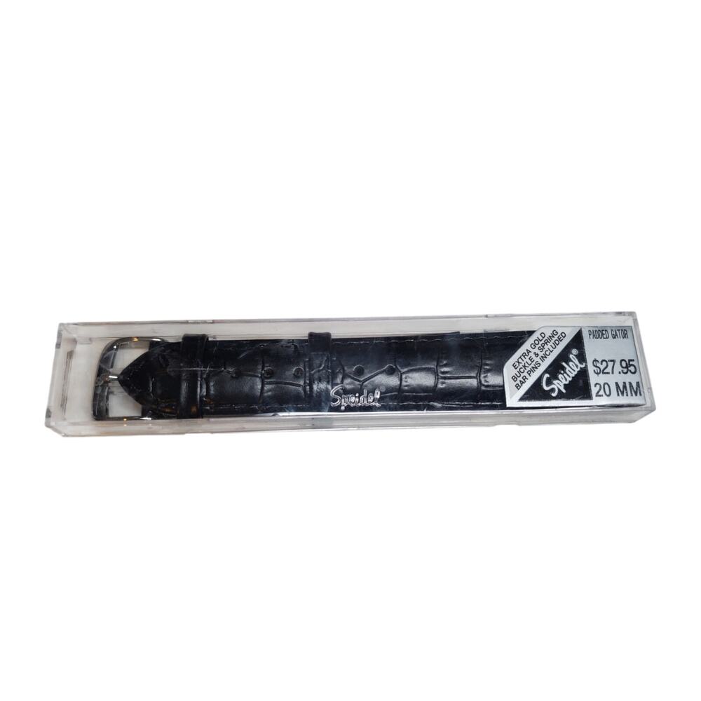 Speidel Watch Band - Padded Gator Leather - BLK 20mm 976-720
